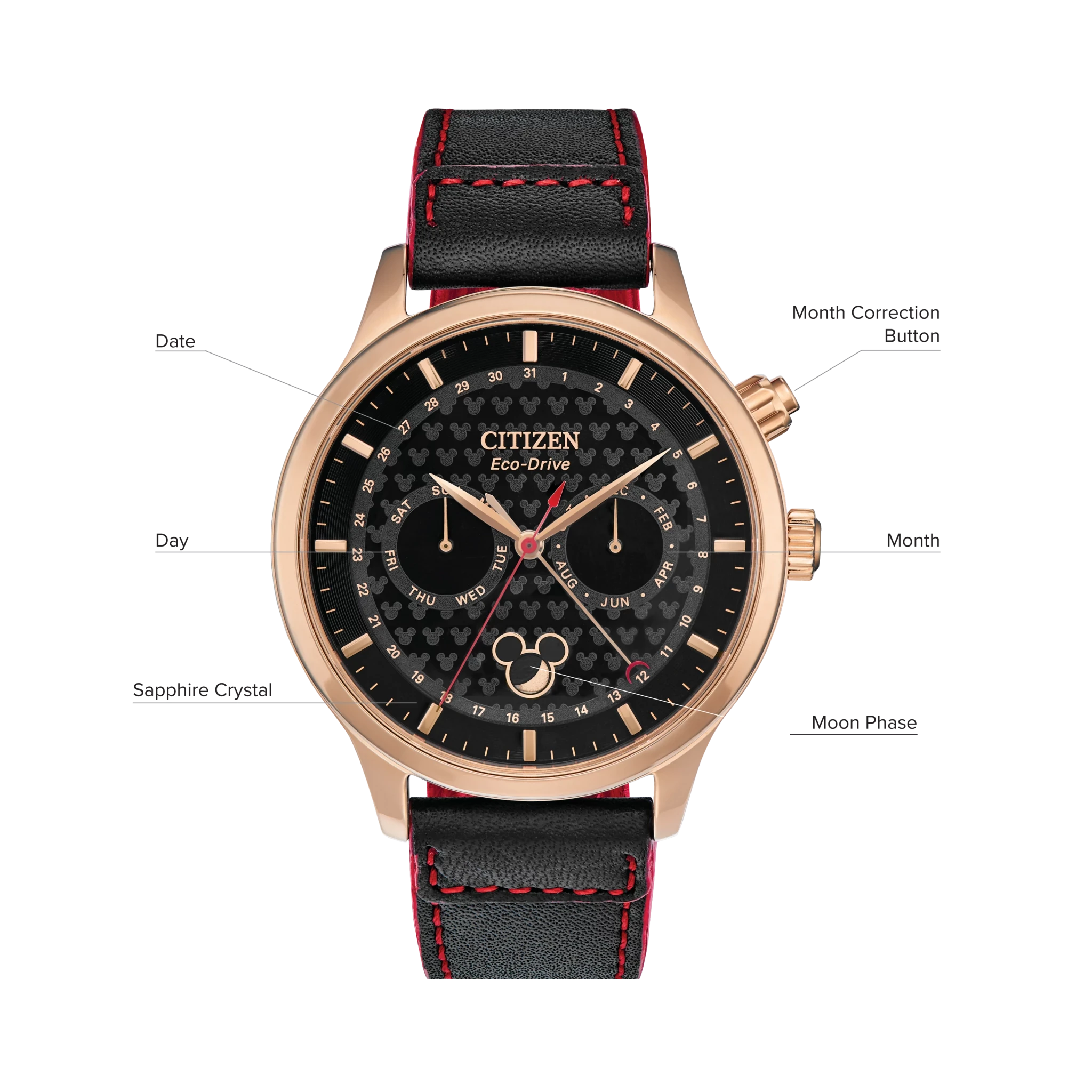 Mickey Mouse Black Dial Leather Strap AP1053-23W | CITIZEN